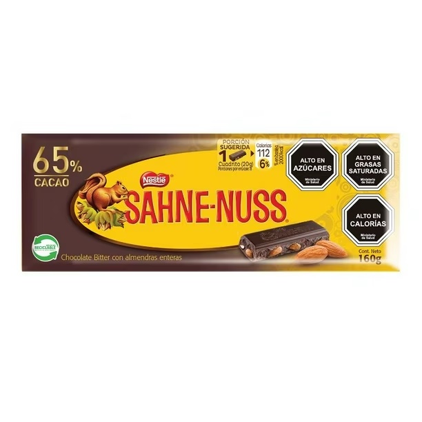 SAHNE NUSS CHOC BAR 65% BITTER 160G